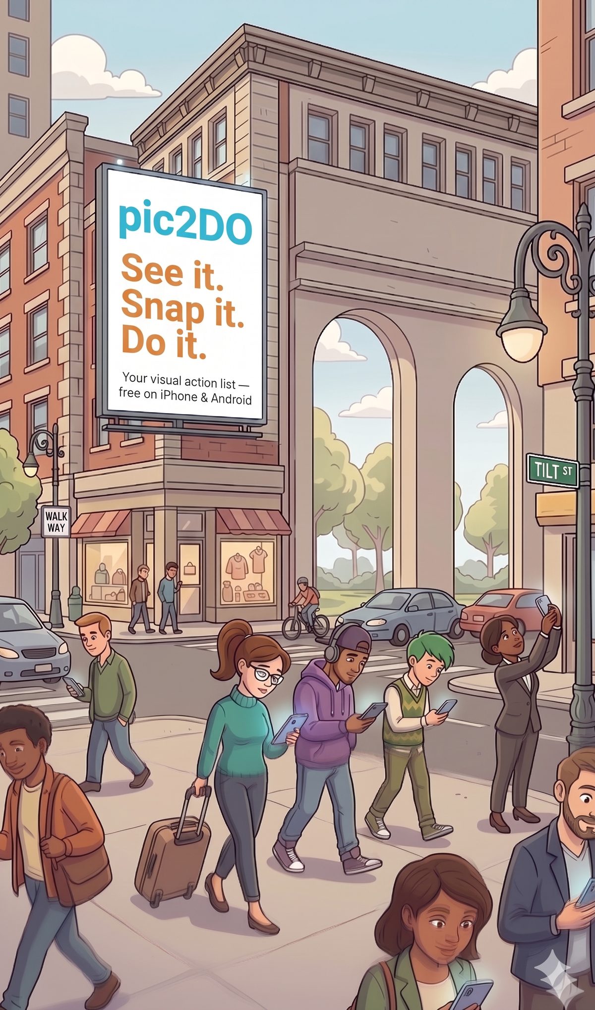 People on the move with their phones — 45 Degree Life Software, Real Life Mobile