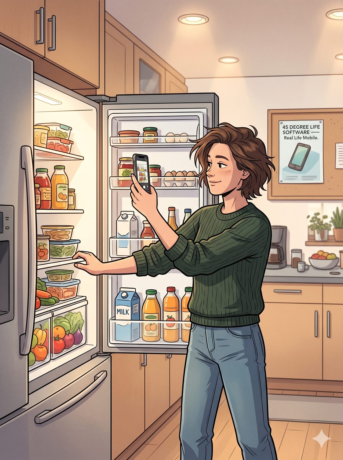Homeowner snapping a photo at the fridge