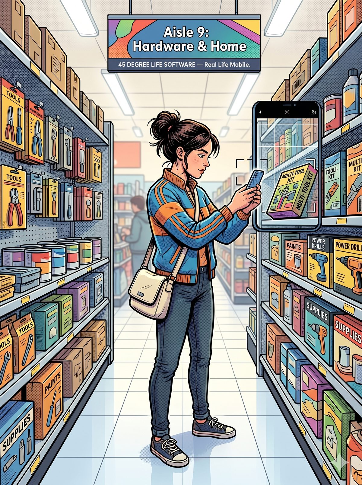 Snapping a photo in a store aisle